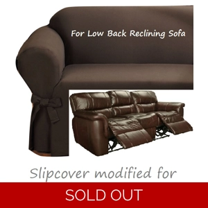 Dual Reclining SOFA Slipcover Ribbed Texture Chocolate Low Back Couch